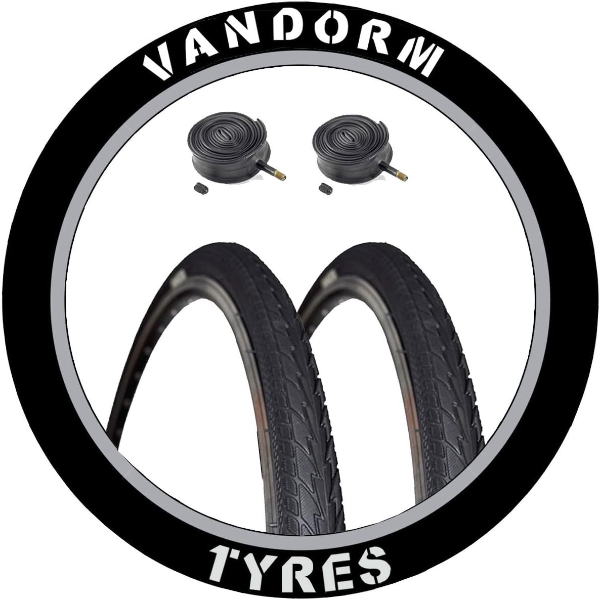 PAIR of 26" x 1.50" MTB Hybrid Bike Vandorm Advance Bike Tyres and Tubes