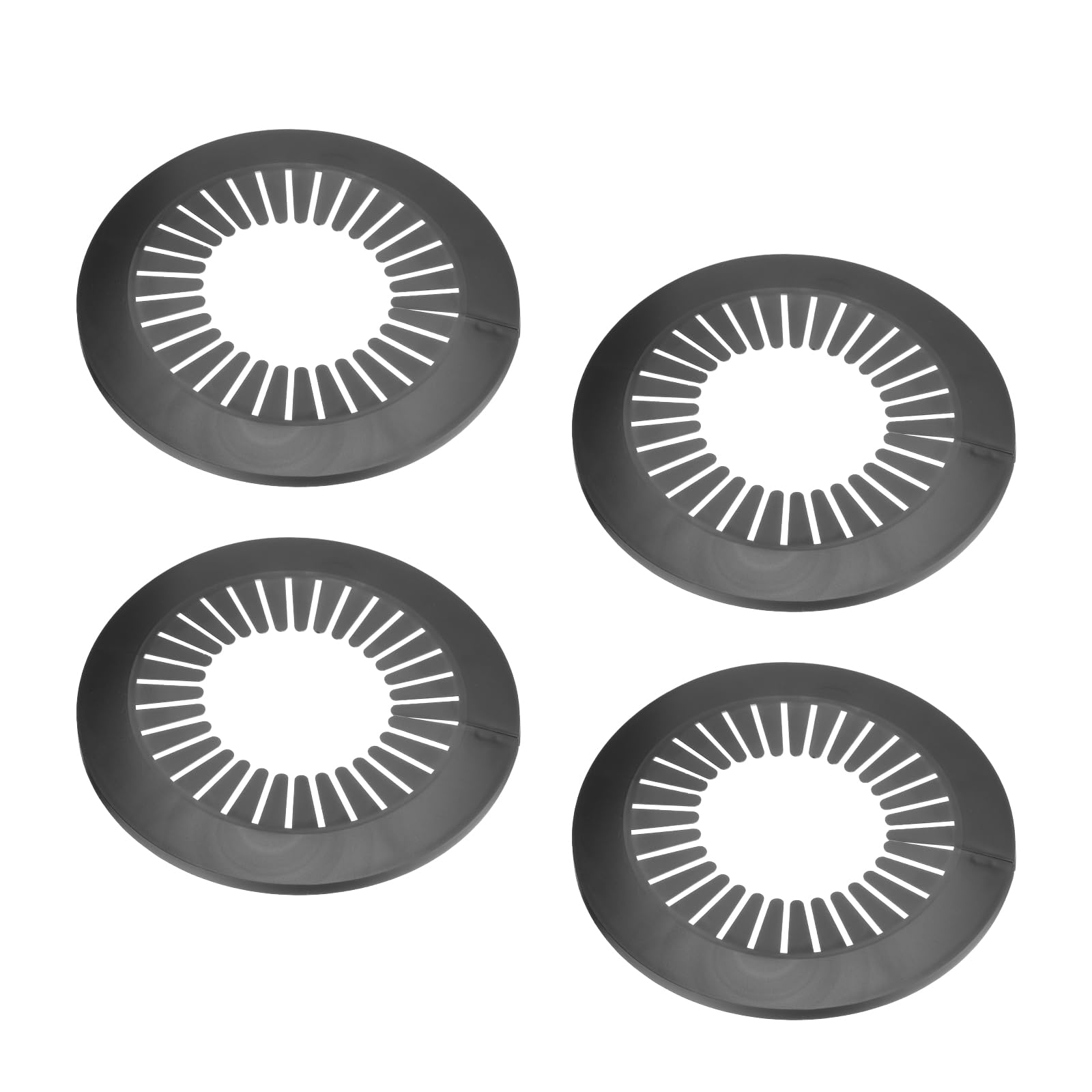 PATIKIL Water Pipe Cover Decoration Fit 2.95"-4.53"(75-115mm), 4 Pcs Flange Water Pipe PP Plastic Escutcheon Plate Collar Drain Line Cover Radiator for Wall Pipe Tube Decor, Black