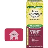 Spring Valley Brain Performance Support, 60 Count + STS Sticker.