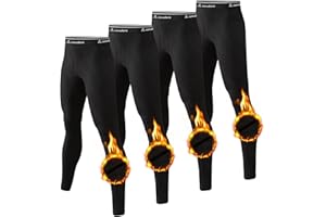 CL CONVALLARIA Men's Thermal Pants Fleece Lined Long Johns Compression Bottom Athletic Base Layer Cold Weather Gear 1 2 4 Pcs