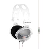 Koss CL/20i Clear Retro 90s Style On-Ear Headphones, Microphone, Wired Plug | Transparent Design, 3.5mm Jack, In-Line Microphone and Remote, Adjustable Headband, Leatherette Cushions