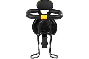 YOQANR Portable Child Seat for Bicycle Front Mounted Baby Seat, Bicycle Child Safety Seat with Seat Belts, Toddler Bike Seat with Back Rest Foot Pedals, Suitable for Children Over 8 Months Old