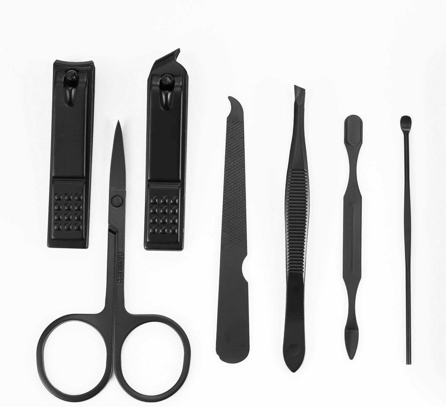 Manicure Pedicure Set | Nail Clippers | Scissors | Tweezers | Ear-pick | Black Stainless steel Men Women Travel Size Nail Grooming Tool Kit Blue