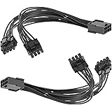 2Pcs Sleeved 8 Pin to Dual 8 Standard Pcie Gpu Power Cable Splitter Adapter 8 Pin Female to Dual 8 Pin (6+2) Male8 and 6 Pin 