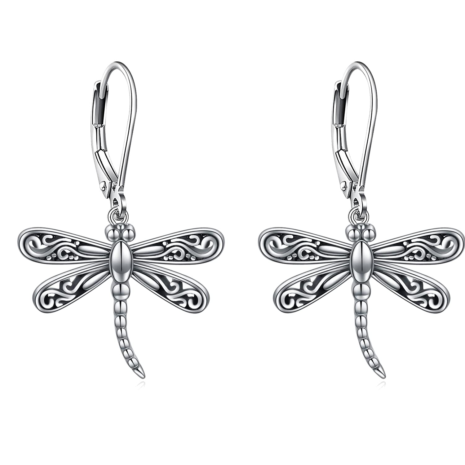 YAFEINI Dragonfly Earrings Sterling Silver Dragonfly Dangle Drop Earrings Dragonfly Jewellery for Women Girls