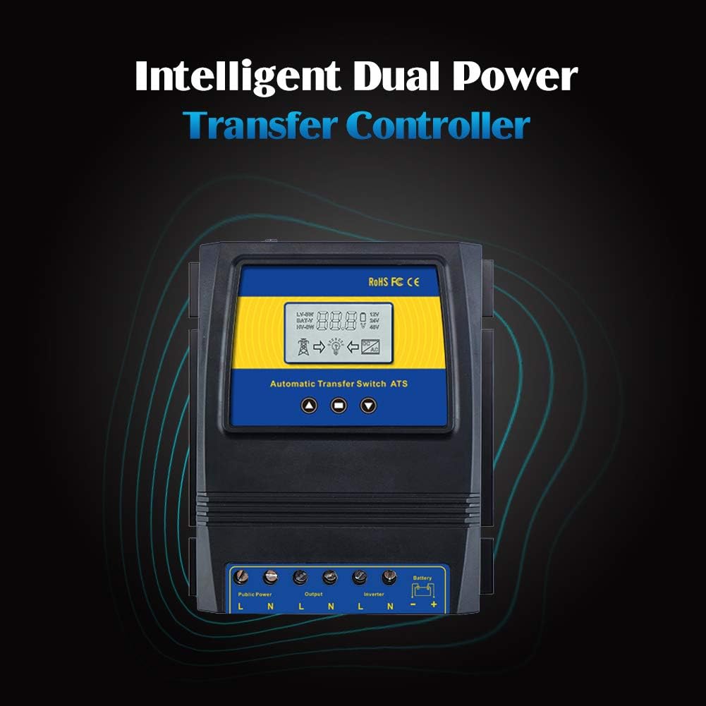 MOES Dual Power Controller 50A 5500 Watt Automatic Transfer Switch for Off Grid Solar Wind System ATS DC 12V 24V 48V AC 110V 220V: Garden & Outdoor