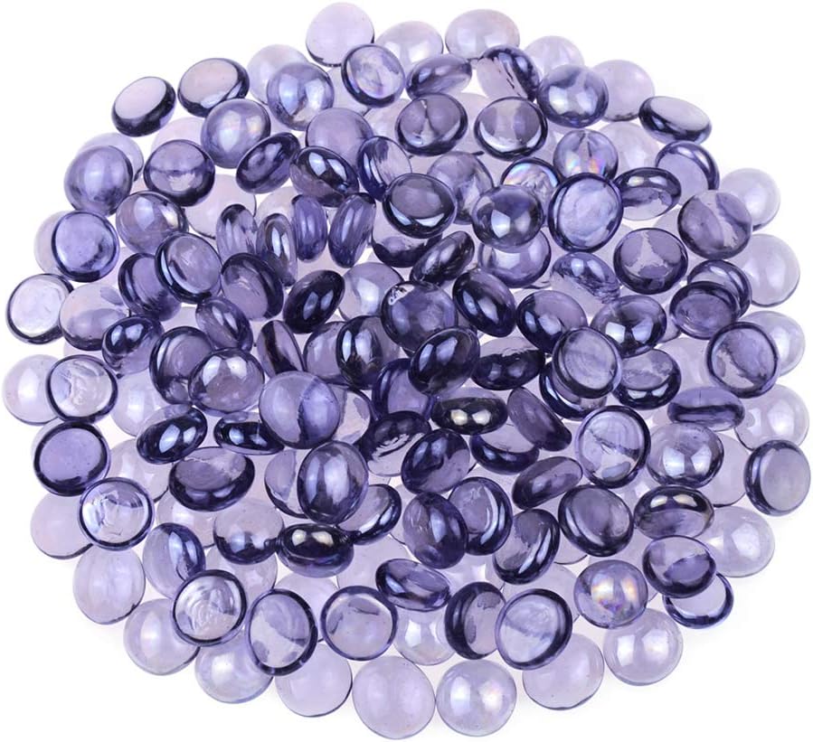 Vase Fillers - KINGOU Flat Glass Gems/Beads/Stones for Vase Filler, Table Scatter, Games - 1 Lbs (14-16mm, Approx. 5/8