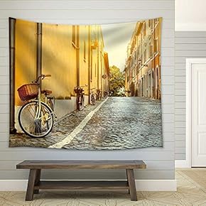 Old Street in Rome, Italy - Fabric Wall Tapestry Home Decor - 51x60 inches