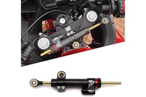 NORXI Universal Motorcycle Steering Damper, Adjustable Steering Damper Stabilizer, Linear Reversed Safety Control Aluminum Carbon Fiber (10"")