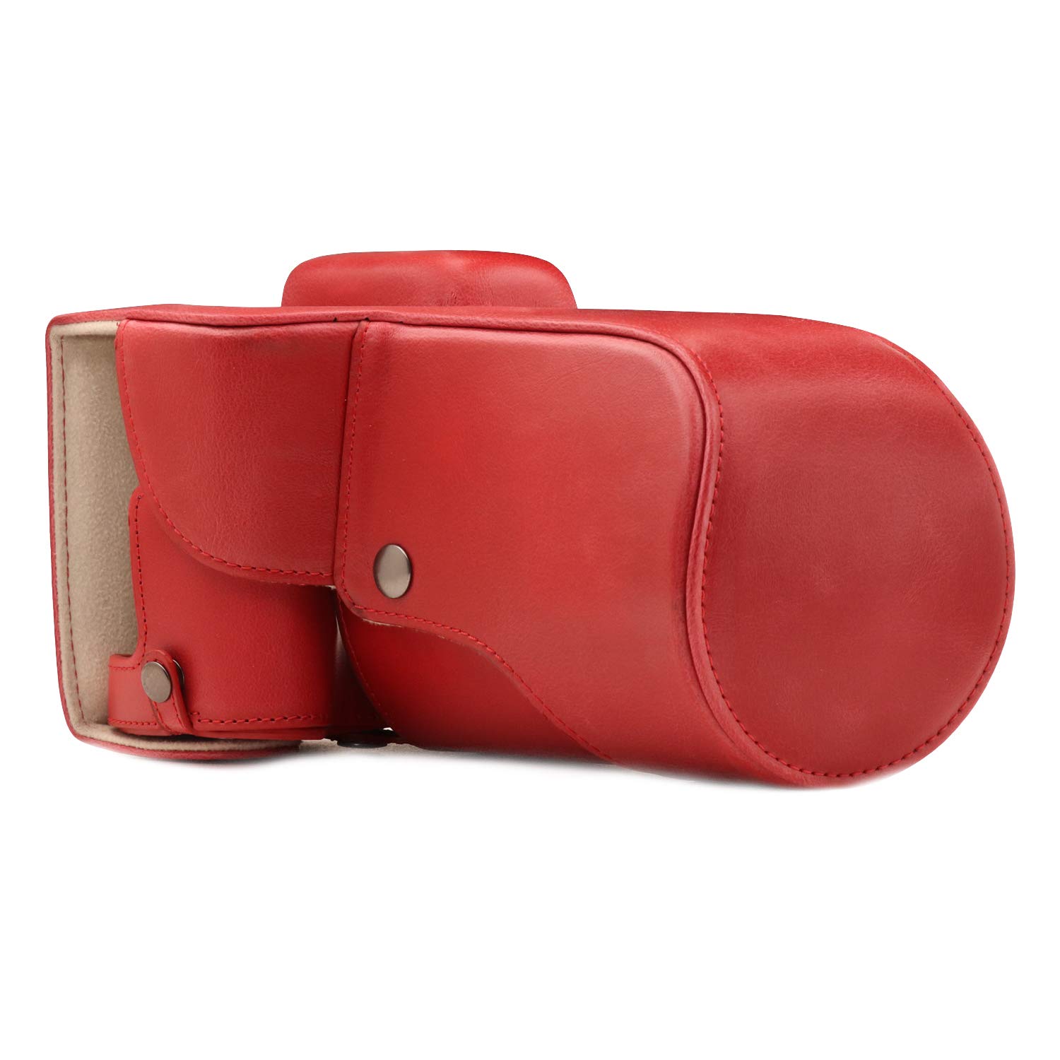 MegaGear MG1554 Canon EOS Rebel T6s, EOS 760D, EOS 8000D (18-55mm) Ever Ready Leather Camera Case and Strap - Red