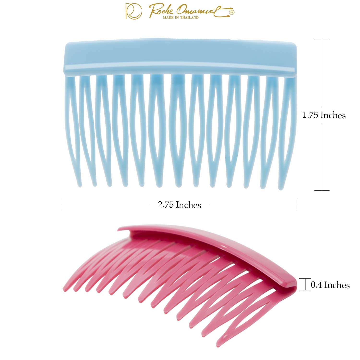 RC ROCHE ORNAMENT 12 Pcs Womens Girls Classic Side Slide Comb Premium Hair Accessory Pin Wide Teeth Solid Plastic Combs Bridal Pins Beauty Fashion Accessories, Medium Pastel Multicolor : Beauty