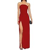 SHESEEWORLD Women's Strapless High Slit Corset Maxi Dress Formal Elegant Backless Floral Wedding Guest Evening Gown