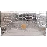GRUMOTA Women's Envelope Clutch Purse,Elegant Metallic Croc-Embossed Evening Bag for Prom,Weddings,Dressy Parties
