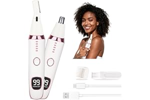 Mendaping 2025 Rechargeable Nose & Ear Hair Trimmer, Dual-Edge Blade Electric Clipper for Women Men, Facial & Eyebrow Hair Removal Tool, Powerful Motor, Painless, Easy to Clean (White)