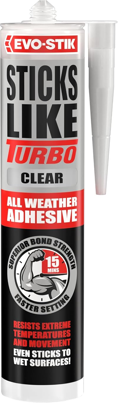 EVO-STIK Sticks Like Turbo CLEAR Adhesive 290ml All Weather Fast Setting