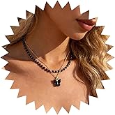 Andelaisi Boho Layered Butterfly Necklace Black Acrylic Butterfly Pendant Necklace Black Beaded Choker Necklace Gothic CZ Resin Butterfly Necklace Jewelry for Women