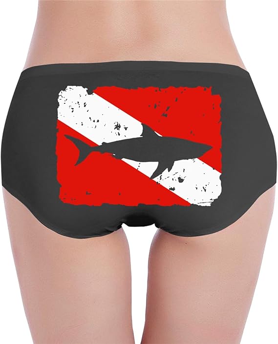 Vintage Shark Scuba Dive Flag Women's LowWaist Underwear Sexy Bikini Briefs
