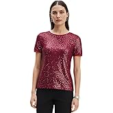 Anne Klein Women's Short Sleeve Sequin Knit Shirt