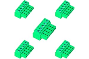 Keszoox 5 PCS 3.81mm Pitch Green Phoenix Type Connector 5 Pin PCB Screw Terminal Block