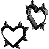 Heart Earrings Black Spike Earrings, Hoop Spike Heart Earrings Stainless Steel Gothic Earring Punk Grunge Emo Y2k Earring Christmas Jewelry Gift for Women Men