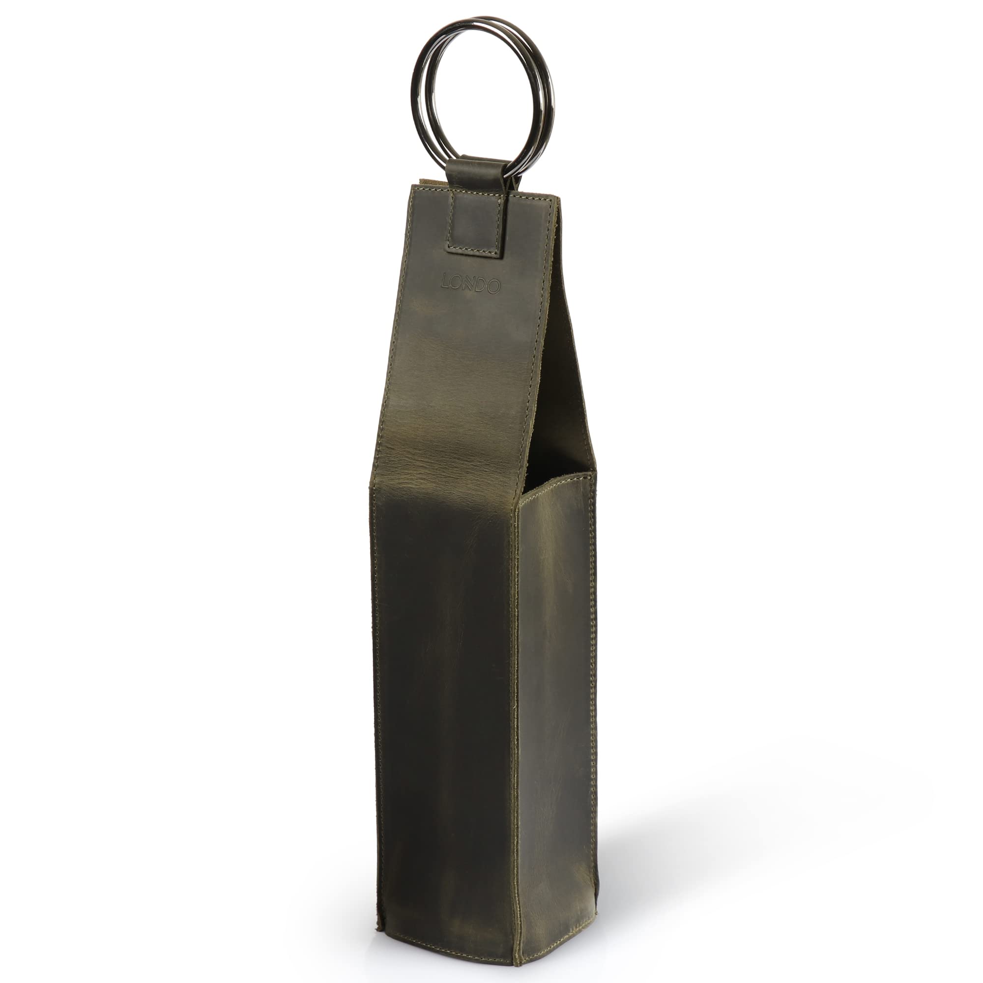 LONDO Genuine Leather Wine Bottle Carrier - Protects & Carries Bottles - Stylish Design - Fits Most Bottles