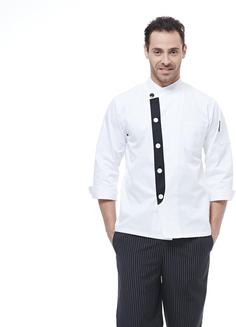 JXH Chef Uniforms men's white long sleeve single breasted chef coat