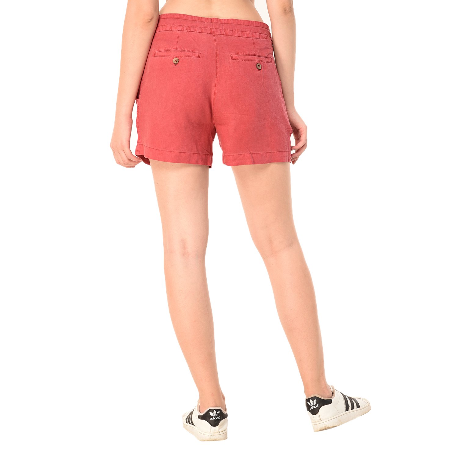 mansicollections cherry red linen shorts for women
