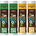 Eco Lips Mongo Kiss Organic Lip Balm 4 Pack - 100 Percent USDA Organic - Soothe, Moisturize Dry, Cracked and Chapped Lips - Made in USA (Peppermint & Vanilla Honey)