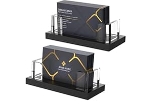 EMOMAS Acrylic Business Card Holder for Desk,Business Card Stand,Clear Business Card Display,Desk Business Card Holders,Business Card Display Stand,Acrylic Business Card Holder Display,Black 2 Pcs