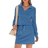 Fisoew Womens 2 Piece Outfits Casual Polo V Neck Sweatshirt High Waisted Skort Skirts Running Tracksuit Sets