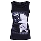 Bocaoying Women's 3D Cat Printed Sleeveless T-Shirt Fashion Summer Tank Top