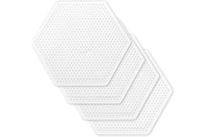 KRASTMON 4PCS 5mm Fuse Beads Boards, Large Clear Pegboards Kits, Hexagonal Clear Plastic Pegboards for Kids Craft Beads