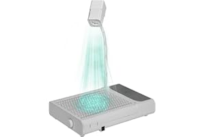 VATHERY 96W Nail Dust Collector with Lamp & Reusable Filter, Pro Fan Vacuum Dust Collector Rechargeable High Power Nail Tech, Large Space for Nail Polishing Salon Home Use