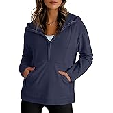 Dokotoo Hoodies for Women Soft Fleece Half Zip Up Hoodie Long Sleeve Casual Pullover Oversized Sweatshirt Hooded Tops