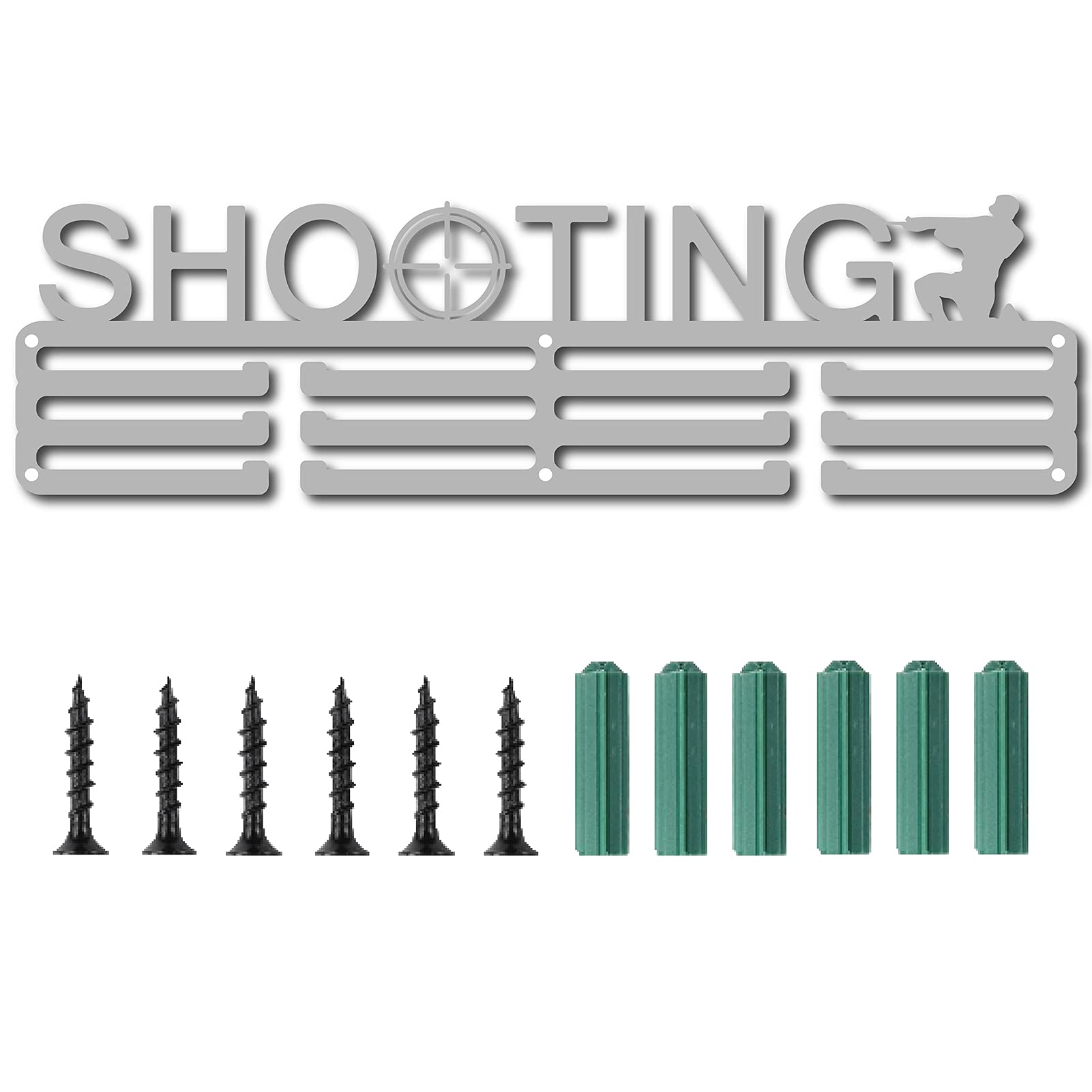 CREATCABIN Medal Holder Shooting Display Hanger Rack Sports Awards Metal Lanyard Holder Rack Sturdy Wall Mounted for Athletes Champions Players Gymnastics Over 60 Medals Platinum 15.7 x 4.4inch