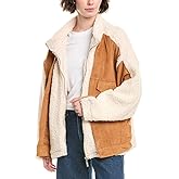 [BLANKNYC] womens Oversized Faux Suede and Sherpa Trucker Jacket