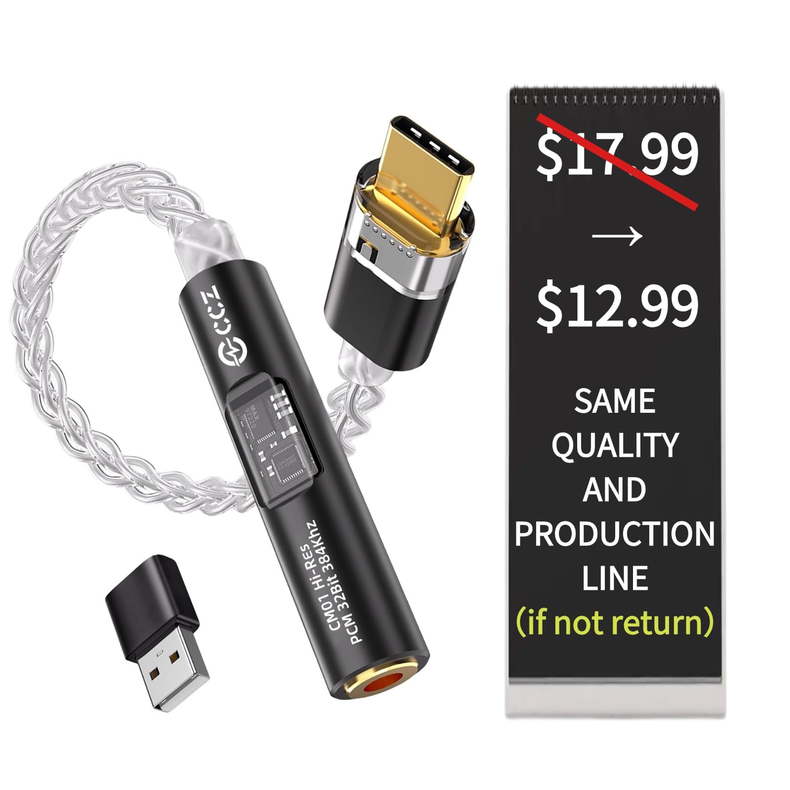 Photo 1 of 2026 Latest USB C DAC Audio Adapter with Headphone Amplifier, USB C to 3.5mm Audio Adapter for Wired Headphones, Hi-Res Type C DAC Compatible with iPhone 15, Android, Laptop & Tablet (DAC black)