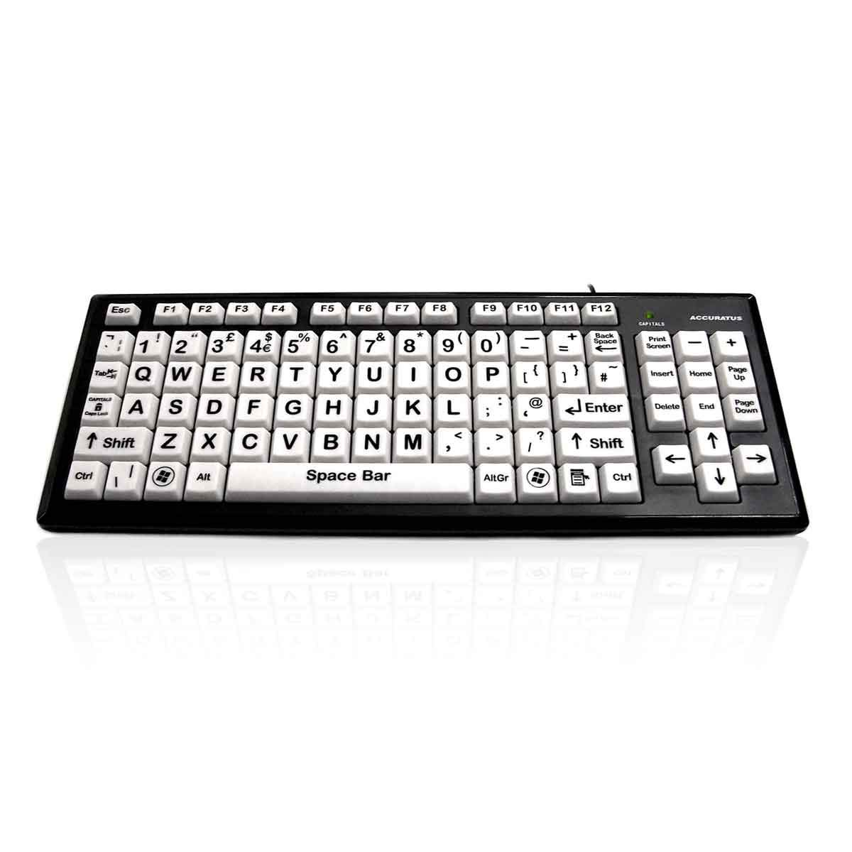 Accuratus Monster 2 FRENCH - USB High Contrast Vision Impairment Keyboard with Extra Large French Layout AZERTY Keys & 2 Port USB Hub