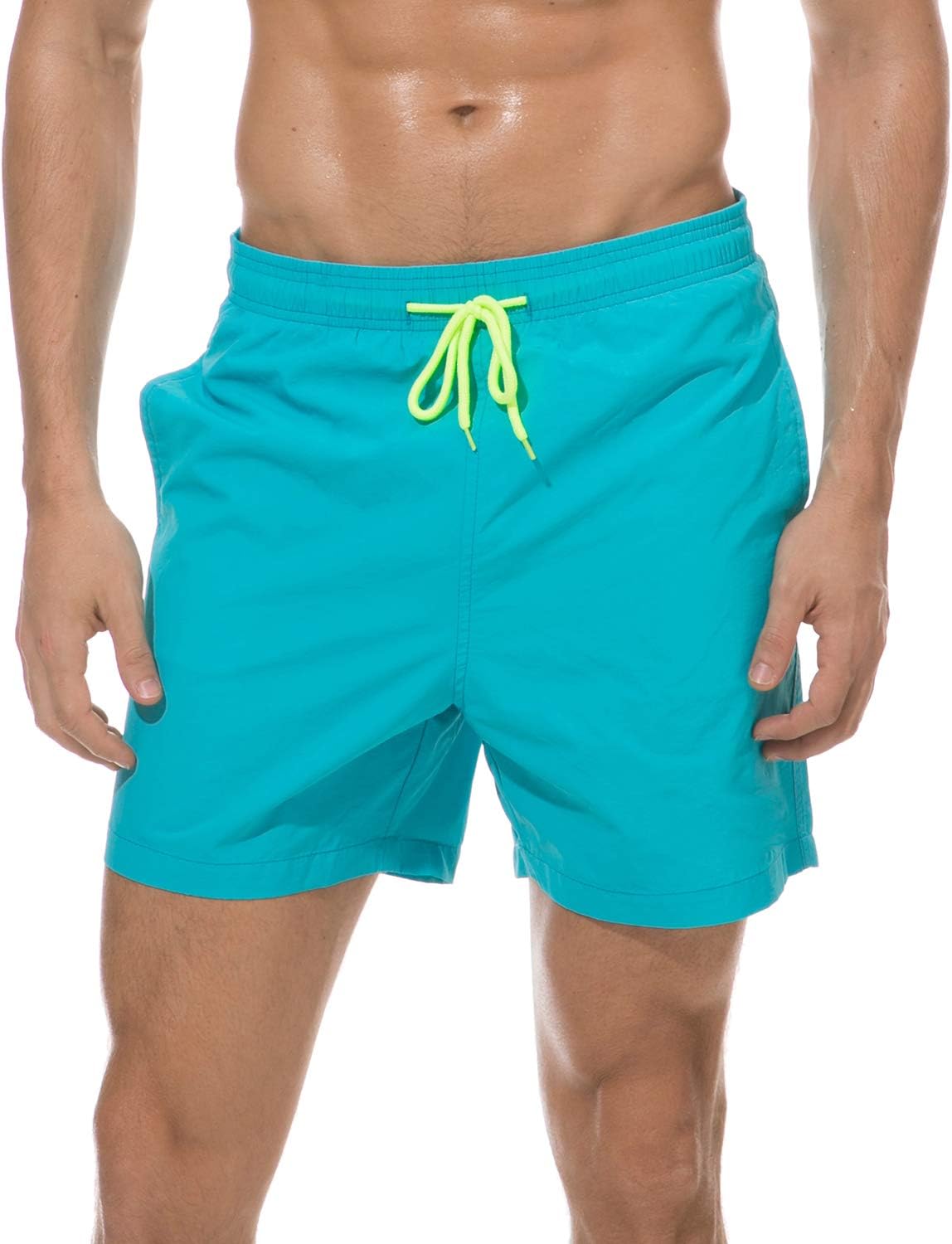 coskefy Swim Shorts for Men Youth Boy Quick Dry Swimming Trunks Breathable Beach Board Shorts Leisure Watershorts