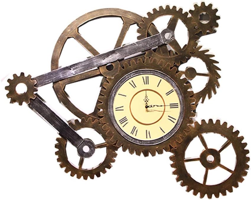 IBalody Vintage Silent Wall Clock, Ultra Large Retro Steampunk Iron Art