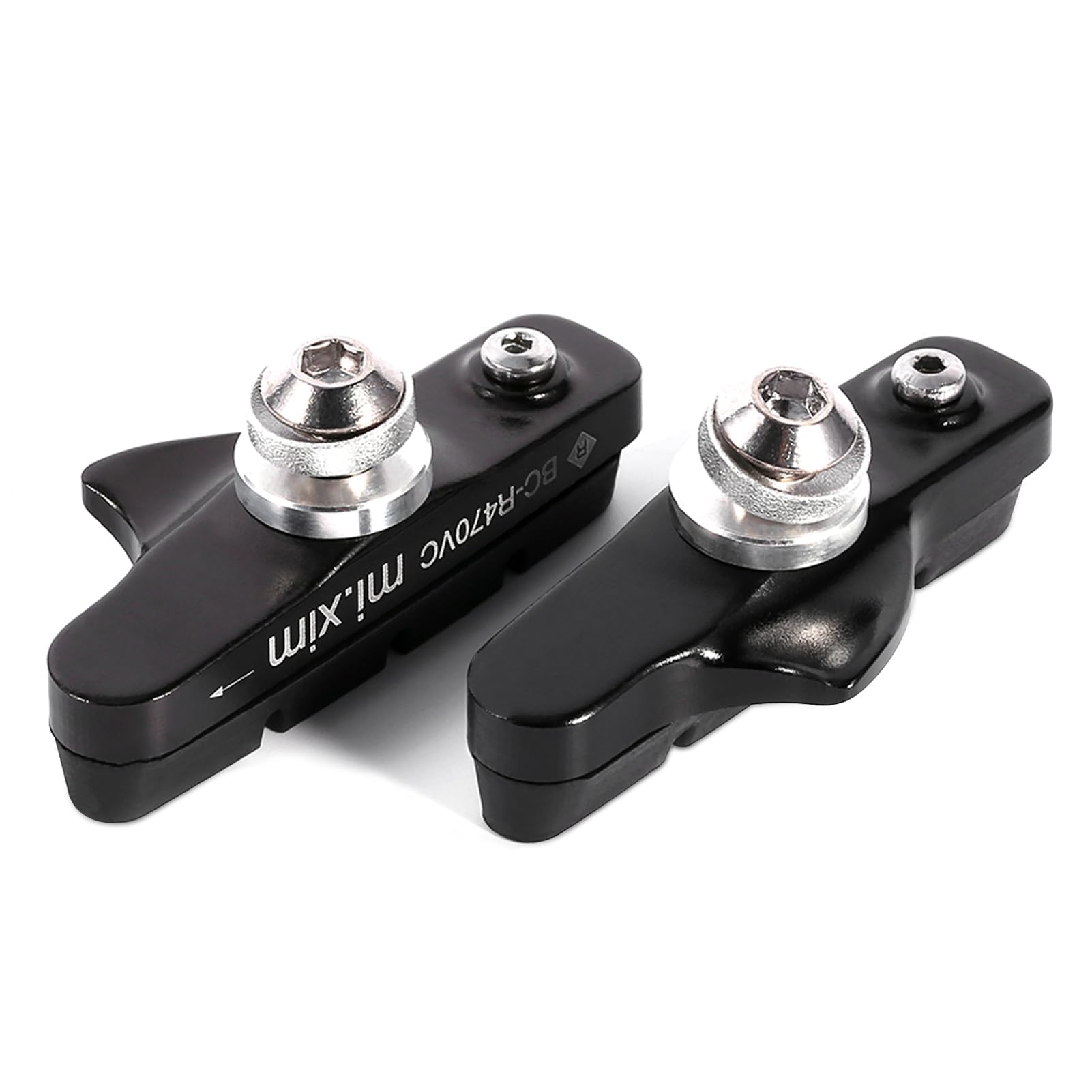 1Pair Aluminium Alloy Bike Brake Pads, 5.5cm/2.16in Professional Mountain Road Bike No Noise No‑Skid Caliper Brake Blocks Replacement Set Universal for Road Bikes Mountain Bicycles (Black)