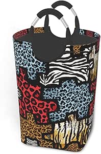 Bolsa de ropa sucia, diseño de rombos con estampado de animales, cesta
