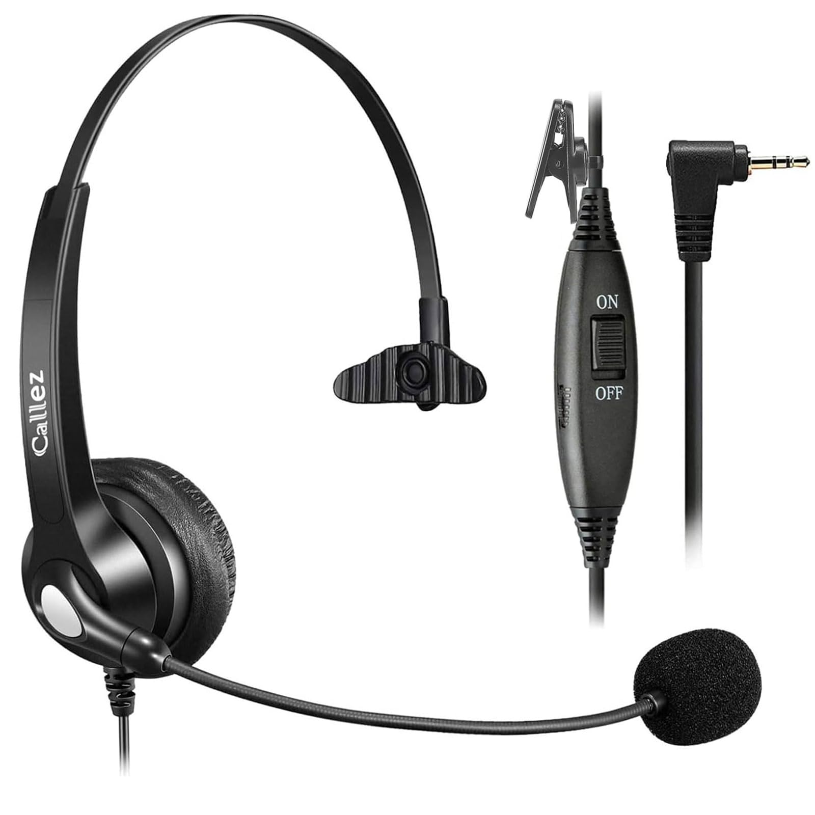 2.5mm Telephone Headset with Microphone Noise Cancelling, Mono Cordless Phone Headset Work for Gigaset C430A CL660A Panasonic KX-DT521 KX-DT543 Polycom Cisco SPA Grandstream Home Office IP Desk Phones