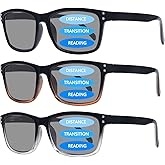 VIDEBLA 3 Pack Progressive Multifocus Reading Sunglasses for Women Men UV Protection Multifocal Trifocal Sun Reading Glasses