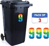 Sara Prints Pack of 3 Numbers for Dustbins 17 cm Self Adhesive Waterproof view 2
