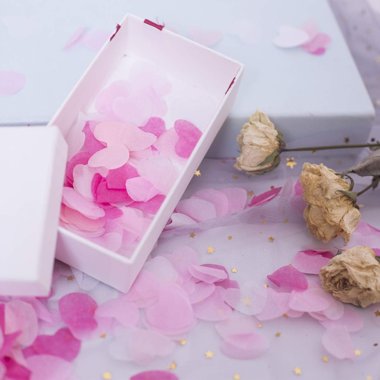 WylbJc 7500 Pieces Paper Confetti Heart Shape Tissue Table Confetti Biodegradable for Wedding Birthday Party Anniversary Decoration - Image 5