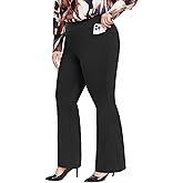 FOREYOND Womens Plus Size Yoga Pants High Waisted Casual Pants Bootcut Flared with Pockets