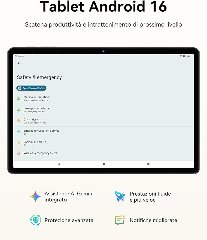T30 Android 16 Tablet 11 Pollici, 64GB (TF 4TB), Tablet in Offerta