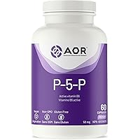 AOR P5P Vitamin B6 Supplement 50mg, 60 Caps 30-Day Supply - Active Form Pyridoxal-5-Phosphate - Gluten-Free, Non-GMO & Vegan 