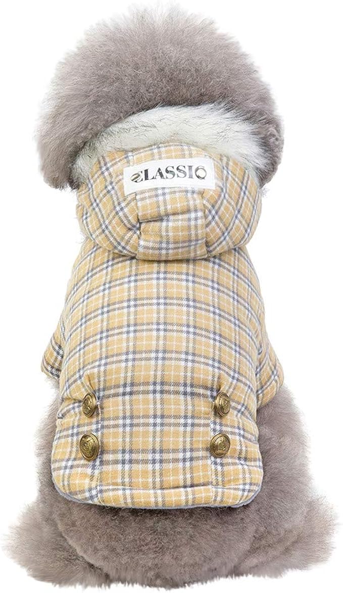 Amazon Co Jp 犬服 ペット服 犬用 コート ジャケット ポケット 犬の服 ボタン留めタイプ 防寒 冬服 軽量 暖かい ペット用品 犬洋服 可愛い ミリタリーコート ファー 裏起毛 ペット用 ペット衣類 小中型犬 お散歩お出かけウェアに 服 ファッション小物